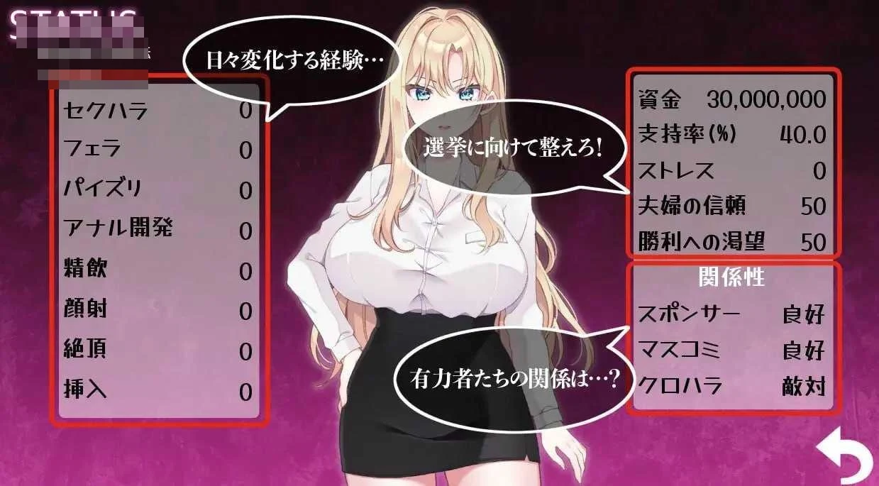 爆乳女议员的竞选记录！输给政敌这种事绝不可能 / NTR POLITICS JP 【官中】【867m】【v2.2】【百度云/FM】【PC+更新】【SLG】